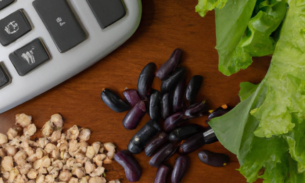 Image of Food on Table with Calculator